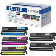 TN-336 Toner Cartridge High Capacity (5-Pack, 2BK/1C/1M/1Y) for Brother HL-L9... picture
