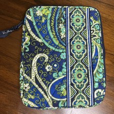 Vera Bradley Rhythm & Blues 8x10 Quilted Padded Tablet Sleeve Zip Closer, Preppy picture