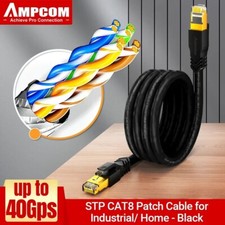 AMPCOM CAT8 40Gbps Ethernet Cable, LSZH Jacket Iundustrail 2000MHz (black, 1m) picture