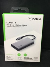 Genuine Belkin USB-C 4 in 1 Multiport Adapter - Gray (AVC006btSGY) Brand New picture