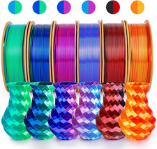 Filamento 3d pla seda dual color 6 bobinas 175mm 250g rojo dorado azul verde picture
