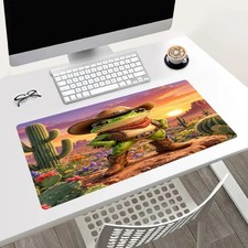 Funny Cowboy Frog Mouse Pad 24x14in Large Desk Mat Western Desert Decor Gift picture