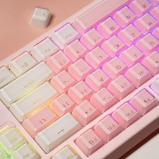 104 Keys Crystal Jelly White Keycaps Translucent OEM Profile Fits 60/87/100 picture