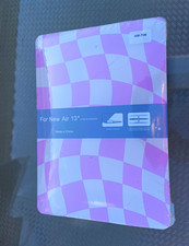MacBook Air 13in Hard Shell Case Pink/White Checkered Plastic Scratch-Res HM-706 picture