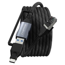 ZVOIYKM USB to Ethernet Cable 10FT RJ45 Adapter USB-A USB-C Gigabit Speed picture