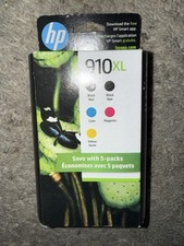 -NEW/SEALED- Genuine HP 910 XL Ink Cartridge 5 Pack -WARRANTY ENDS 01/2027- picture