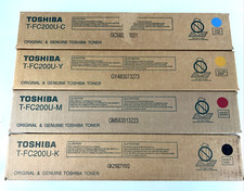LOT 4 Genuine Toshiba T-FC200U Toner Set CMYK e-STUDIO 2000AC 2500AC OEM Bundle picture