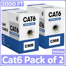 2 Pack Cat6 Ethernet Cable 1000ft Riser CMR Solid 23AWG UTP Pull Box Yellow picture