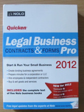 Quicken Nolo Legal Business Pro 2012 Contracts Forms Taxes Windows 10 , 7 ,Vista picture