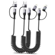 60W Coiled USB C Cable Fast Charging,[2Pack 4FT] 4 in 1 Charging Cable picture