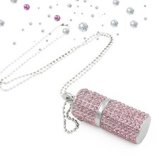 128GB USB 3.0 Flash Drive,Bling Rhinestone Diamond Crystal Glitter Lipstick C... picture