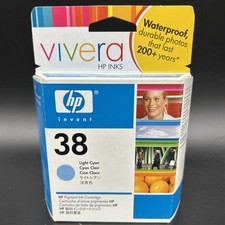 HP 38 Vivera Light Cyan C9406A Pigment Ink Cartridge New Sealed picture