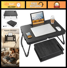 Foldable Laptop Bed Desk Tray Table with Cup Holder & Tablet Slot - Portable Lap picture