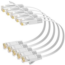 Elecan Cat 6 Flat Ethernet Cable 0.6 Ft/5 Pack, High Speed Slim 0.6FT, White picture