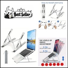 Adjustable Aluminum Laptop Stand Foldable 6-Level Riser for 8-16