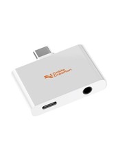 CableCreation USB C to Audio and Fast Charger Adapter PD 100W, 2 in 1 White picture