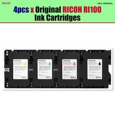 (4pcs)Genuine Ricoh Pigment Ri100 Ink Cartridges(Black Cyan Magenta Yellow) picture