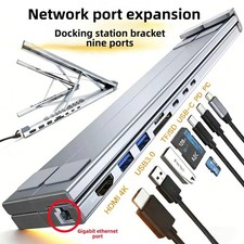 USB C Laptop Docking Station Stand 9 in 1 Hub Gigabit Ethernet 4K HDMI 100W PD picture