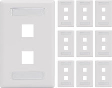2-Port Station ID Keystone Wall Plate, 1-Gang, White, 10-Pack picture