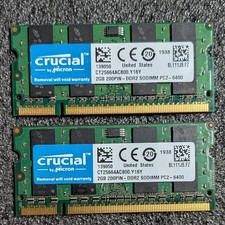 Crucial DDR2 SODIMM 4GB Kit 2x2GB DDR2-800 PC2-6400 CT25664AC800.Y16Y Tested picture