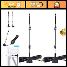 Dual Band WiFi Antenna 2.4GHz 5GHz 9dBi Magnetic Base SMA Male - 2-Pack for Secu picture