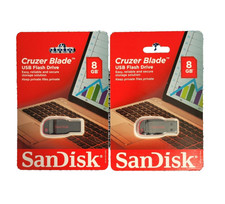 Set of 2 SanDisk Cruzer Blade Flash Drives 8GB each New and Sealed picture