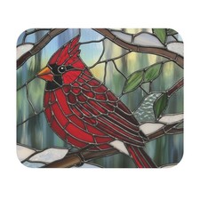 Male Cardinal Mouse Pad bird watcher avian desk office stained glass look nature picture
