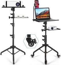 Laptop Tripod on Wheels with 2 Shelves,Portable Projector Floor Stand Adjustable picture