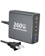 Aluminum Alloy USB C Charger GaN Fast USB C Charging Station 7 Ports 260W Gray picture