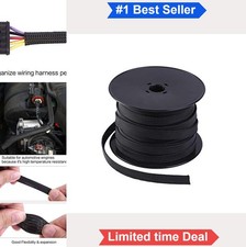 Expandable Cable Sleeve 100 Feet 1/2 Inch PET Braided Wire Loom Black picture
