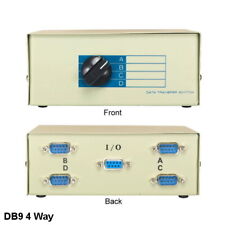 Kentek DB9 Male 4 Way Data Transfer Switch Box RS-232 9 Pin I/O ABCD Port PC picture