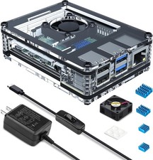 Sleek Clear Acrylic Case for Raspberry Pi 4 with Fan, Heatsinks & Power Supply picture