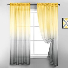 Yellow and Grey Curtains 63 Inch Length for Bedroom 2 52x63 Yellow and Gray picture