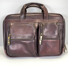 Samsonite Expandable Portfolio Briefcase Laptop Bag Brown Leather Casual picture
