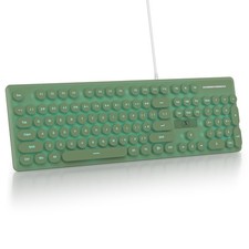 Quiet Wired Membrane Keyboard 104 Keys LED Backlit Typewriter Dark Green picture