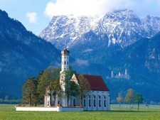 Landscape architecture church mountains bavaria germany Custom Gaming Mat Desk picture