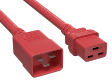 4ft IEC320 C20 to C19 Heavy Duty Extension Power Cord, 12AWG, SJT, 20A/250V, Red picture
