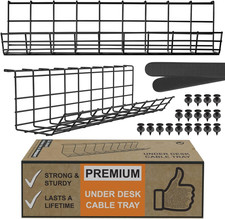 Scanfield under Desk Cable Organizer Wire Tray, Set of 2X17 Inch, Black picture