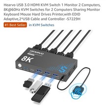 USB 3.0 HDMI KVM Switch with EDID Adaptive 2HDMI Cable, 2USB Cable, Controller picture