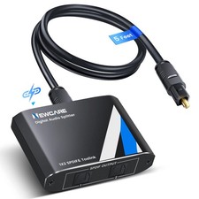 Digital Optical Audio Splitter 1 In 2 Out SPDIF Toslink Cable Adapter Aluminum picture