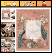 Floral Peacock Mahjong Mat - Non-Slip, Noise Reduction, 31.5