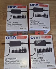 CLEAN 4 PACK onn 65W Laptop Charger  10 Interchangeable Tips, 10ft Power Cord, picture
