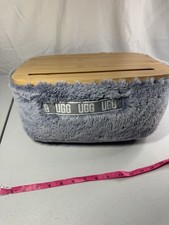 UGG Polar Lap Desk Gray Blue Faux Fur Bamboo Laptop Tablet Phone Holder picture