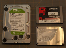 Used Western Digital 3TB Internal HDD + Kingston 120GB SSD + Intel 80GB SSD picture