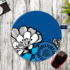 BIG SPRING FLOWERS BLUE ROUND PC MOUSE PAD DESK MAT HOME SCHOOL OFFICE GIFT picture
