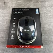 iHome Optical 3 Button Corded Precision USB Optical Mouse Black Sealed New picture
