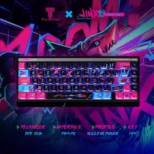 LOL Arcane Jinx Keycaps PBT 130/144 Keys Cherry MX Side-Lit Gift For RGB Keypads picture