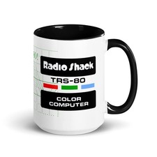 TRS-80 Color Computer Retro Coffee Mug 15oz Radio Shack I Love My Trash Black picture