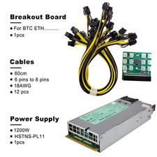 HSTNS-PL11 1200W PSU Power Supply + Breakout Board + 12pcs 6pin-to-8pin Cables picture