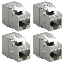 4x CAT8 RJ45 Network LAN Ethernet Shielded Keystone Jack Tool Free 40Gbps Gold picture